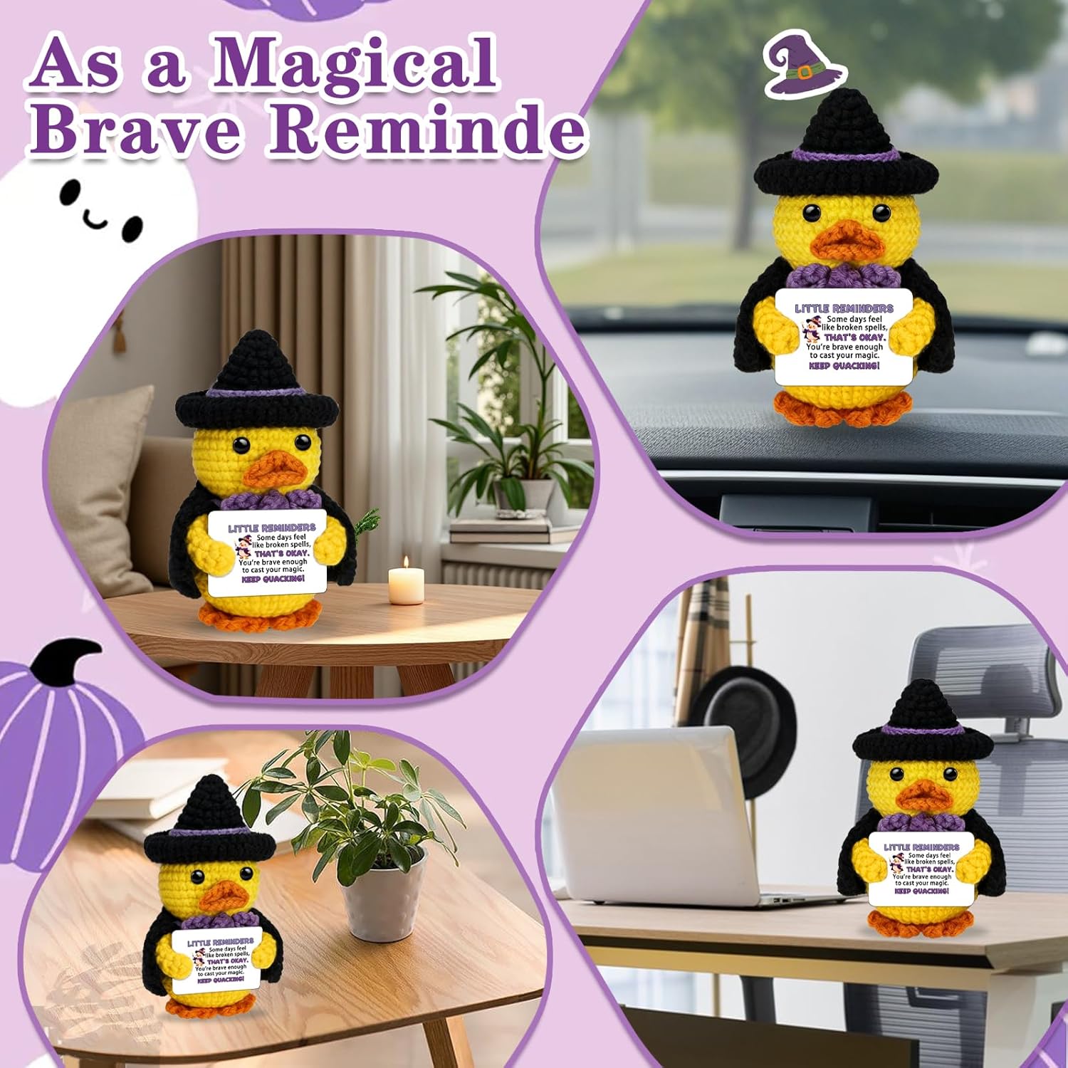 Christmas Birthday Gifts for Women Men Handmade Crochet Magic Duck for Friends BFF Coworkers Daughter Son Couples Anniversary Valentine Thanksgiving Present Positive Office Desk Decor - Image 5