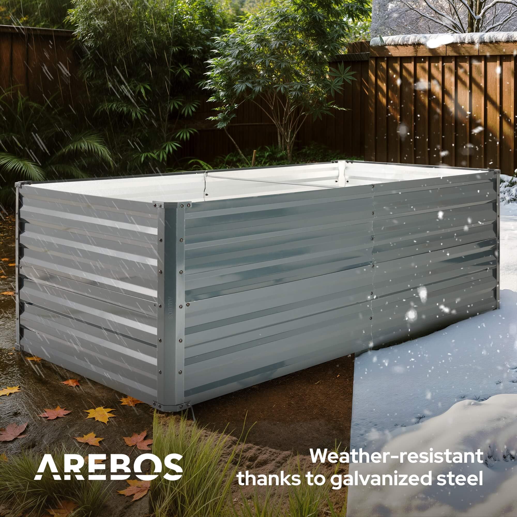 Arebos Cama de Jardín Elevada de Metal 180x90x45 cm | Cama de jardín de Acero galvanizado | Cama de siembra Resistente a la Intemperie y al óxido | Cama Rectangular de Verduras para jardín y Patio