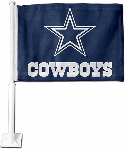 Vista 75 de Rico Industries NFL Double Sided Car Flag - 16" x 19" - Strong Pole That Hooks onto Car/Truck/Automobile