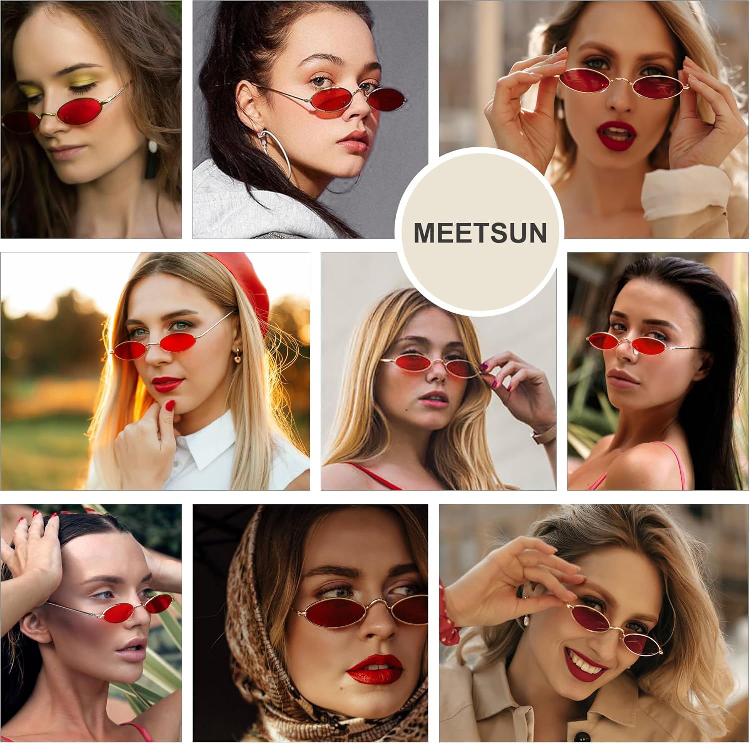 MEETSUN Vintage 90s Small Oval Sunglasses For Women Men Metal Frames Designer Gothic Glasses - Image 3