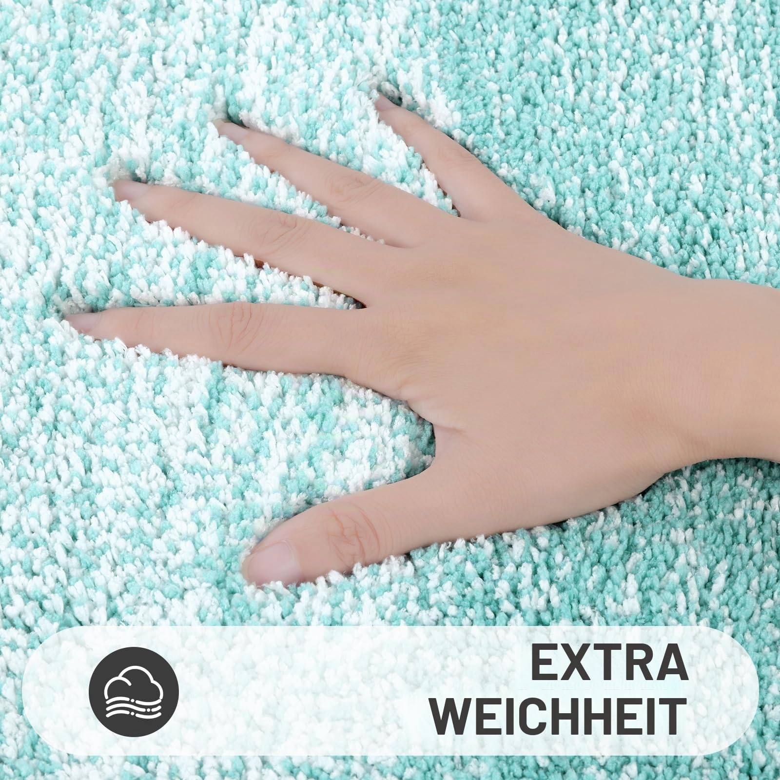 Bsmathom Badteppich-Set 4-teilig mit WC-Deckelbezug und Teppich-Set, saugfähige rutschfeste Badteppiche waschbar, weiches Hochflor-Badezimmermatten-Set mit U-förmigem Toilettenvorleger für Badezimmer,