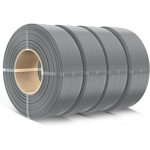 SUNLU PLA Refill Filament 1.75mm, Refill PLA 3D Printer Filament Suitable for Bambu Lab Filament and SUNLU Reusable spools, Dimensional Accuracy +/- 0.02 mm, 1kg per Spool, 4 Pcs, 4 Grey