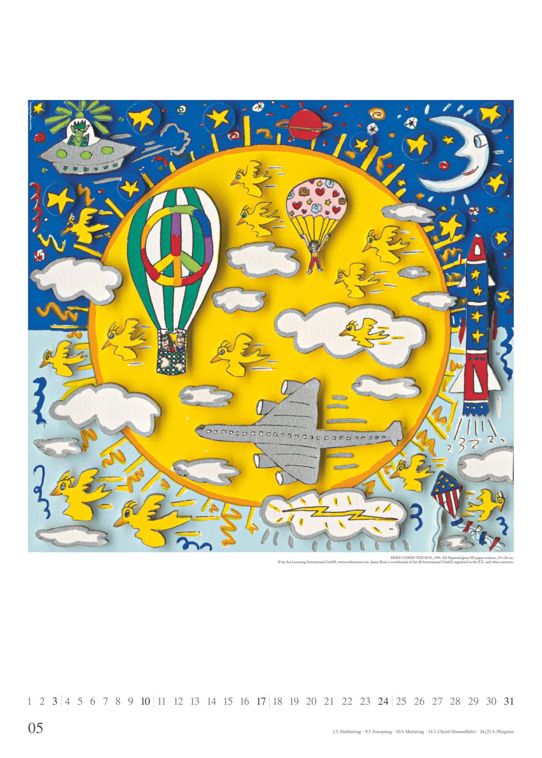 DUMONT - James Rizzi 2026 – Kunst-Poster-Kalender 50 x 70 cm, Pop-Art Wandkalender für Kunstliebhaber & Rizzi-Fans