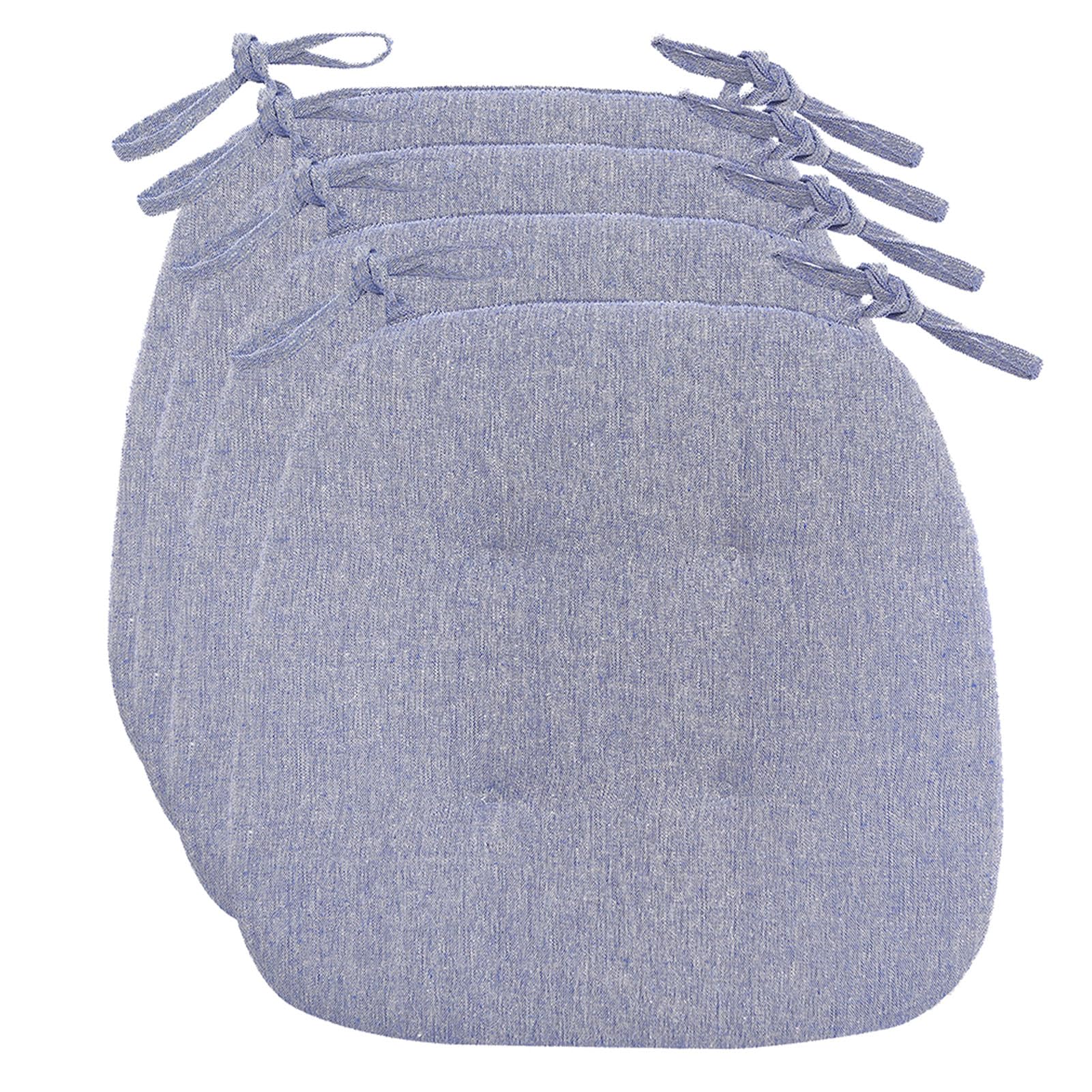 Housse de chaise lavable et antidérapante motif trapèze bleu pour salle à manger x4