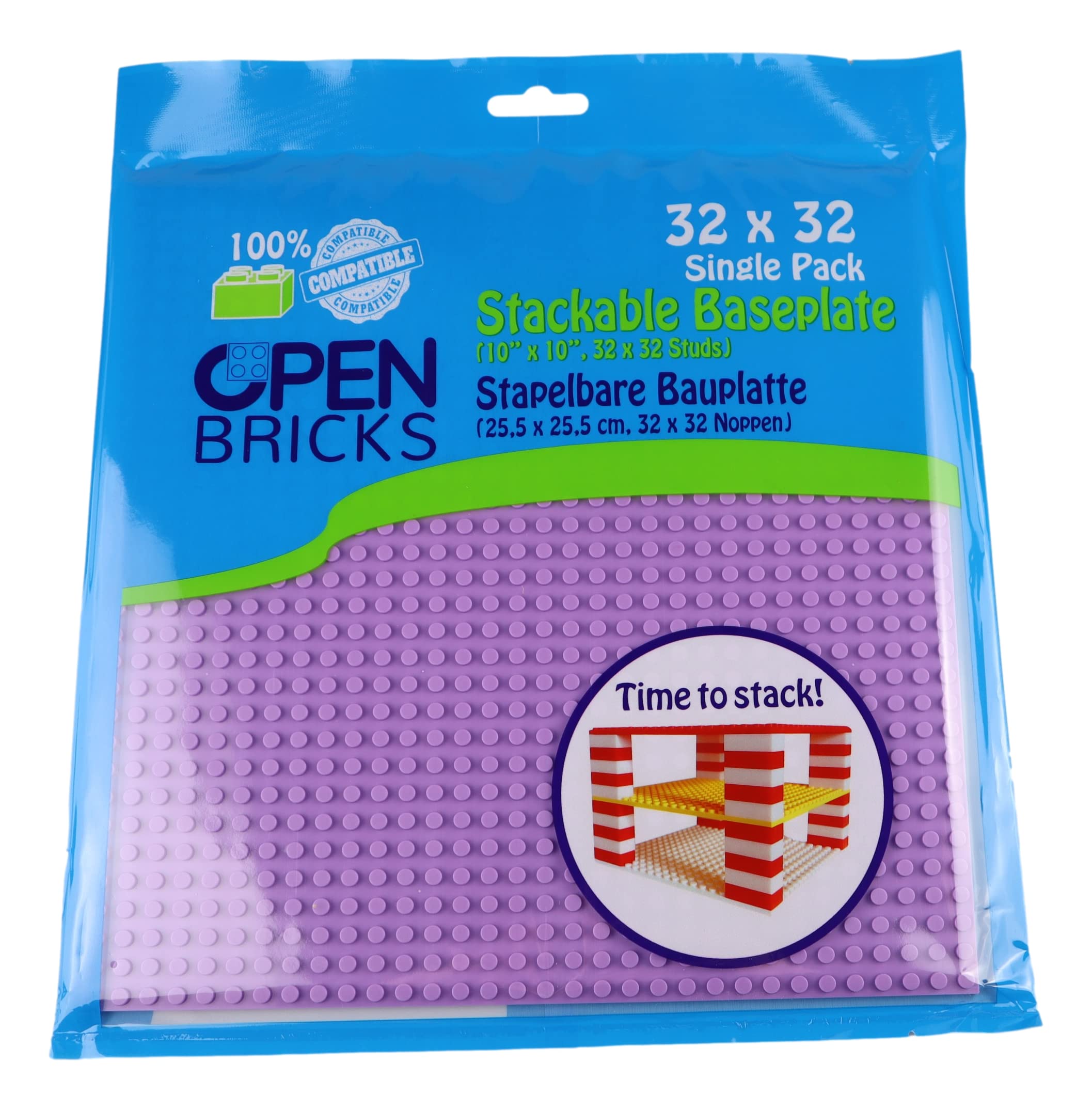 OPEN BRICKS Base Per Costruzioni 32x32 Lilla/Lavanda – Pannello Mattoncini 2 Fronte