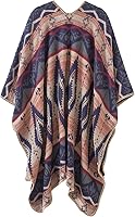 Vista 78 de Urban CoCo Poncho de colores para mujer, chal con frente abierto, color en bloques