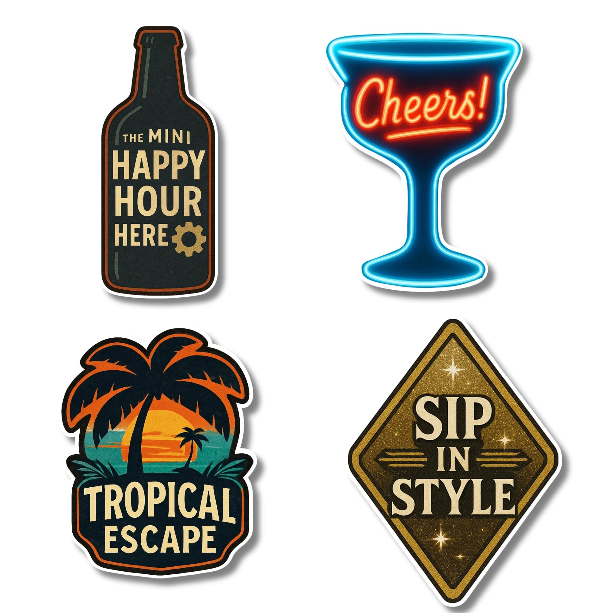 Regalo Casila bar Theme Fridge Magnet Set of 4 for Home Decor Party Lovers Housewarming Gift-image-48