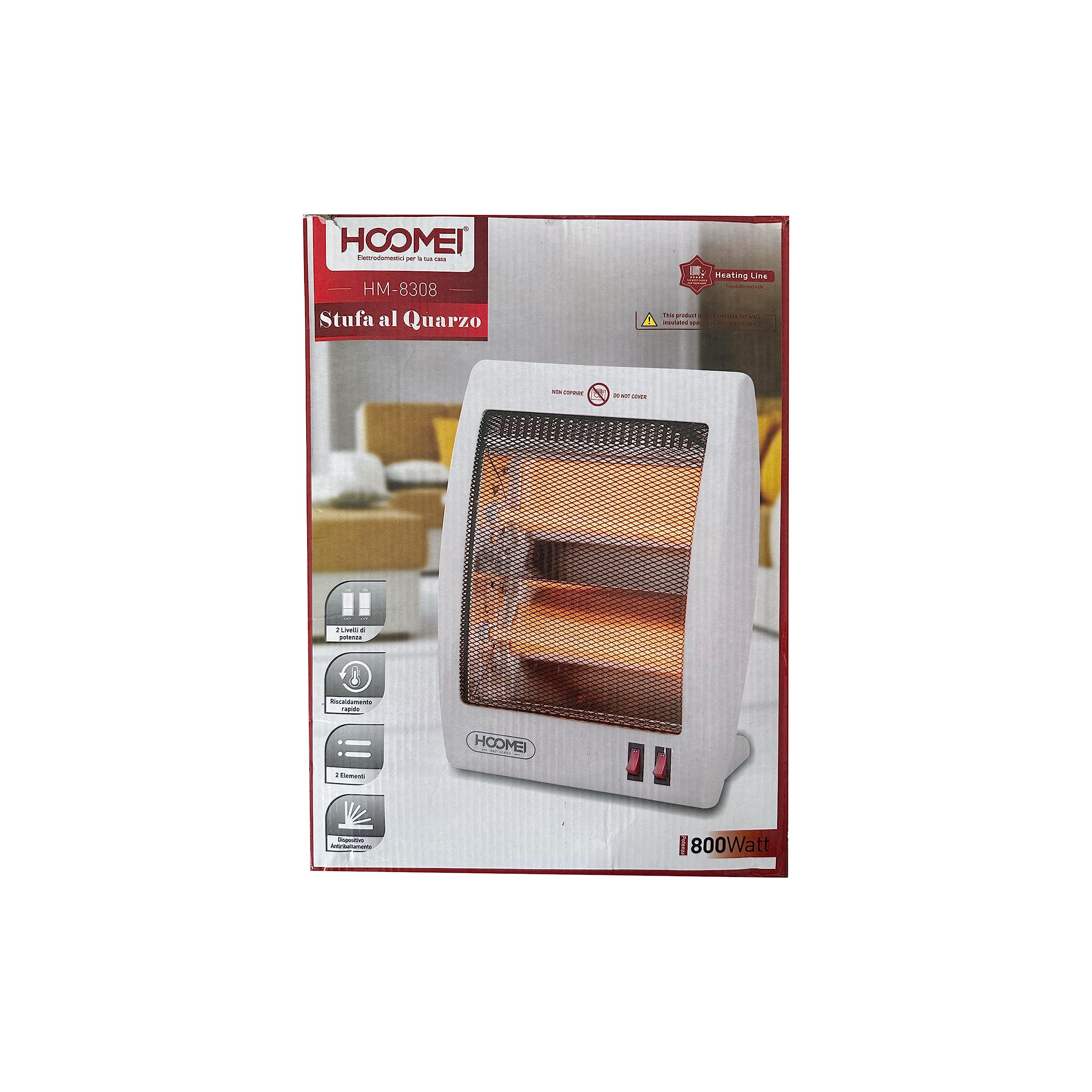 Stufa Elettrica Alogena Portatile 1600W – Oscillante, 4 Livelli Di Potenza, Sistema Antiribaltamento