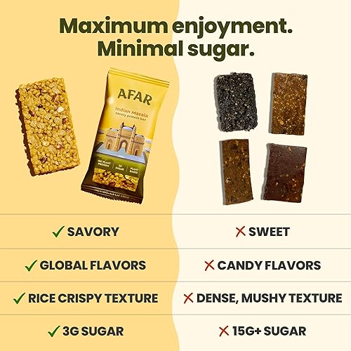 Miniatura 5 de Afar Barras sabrosas de proteínas, bajas en azúcar, altas en proteínas, aperitivos saludables para adultos, barra de reemplazo de comida, textura