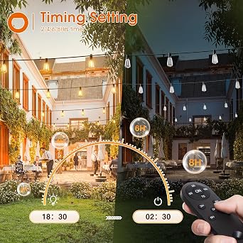 addlon 50ft LED Outdoor String Lights with Dimmer