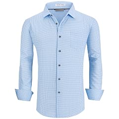 Esabel C Mens Dress Shirts Wrinkle Free Long Sleeve Print Formal Business Casual Button Down Shirts
