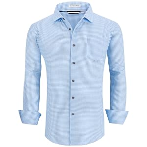Esabel C Mens Dress Shirts Wrinkle Free Long Sleeve Print Formal Business Casual Button Down Shirts