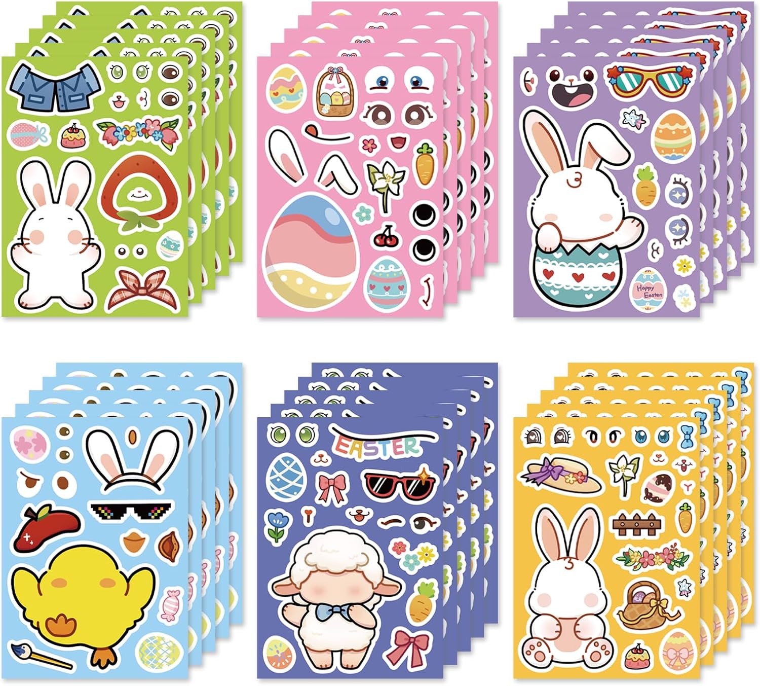 Easter Stickers for Kids 30 Sheets, DIY Happy Easter Egg Bunny Sticker, Easter Gifts for Kids, Party Favor Supplies