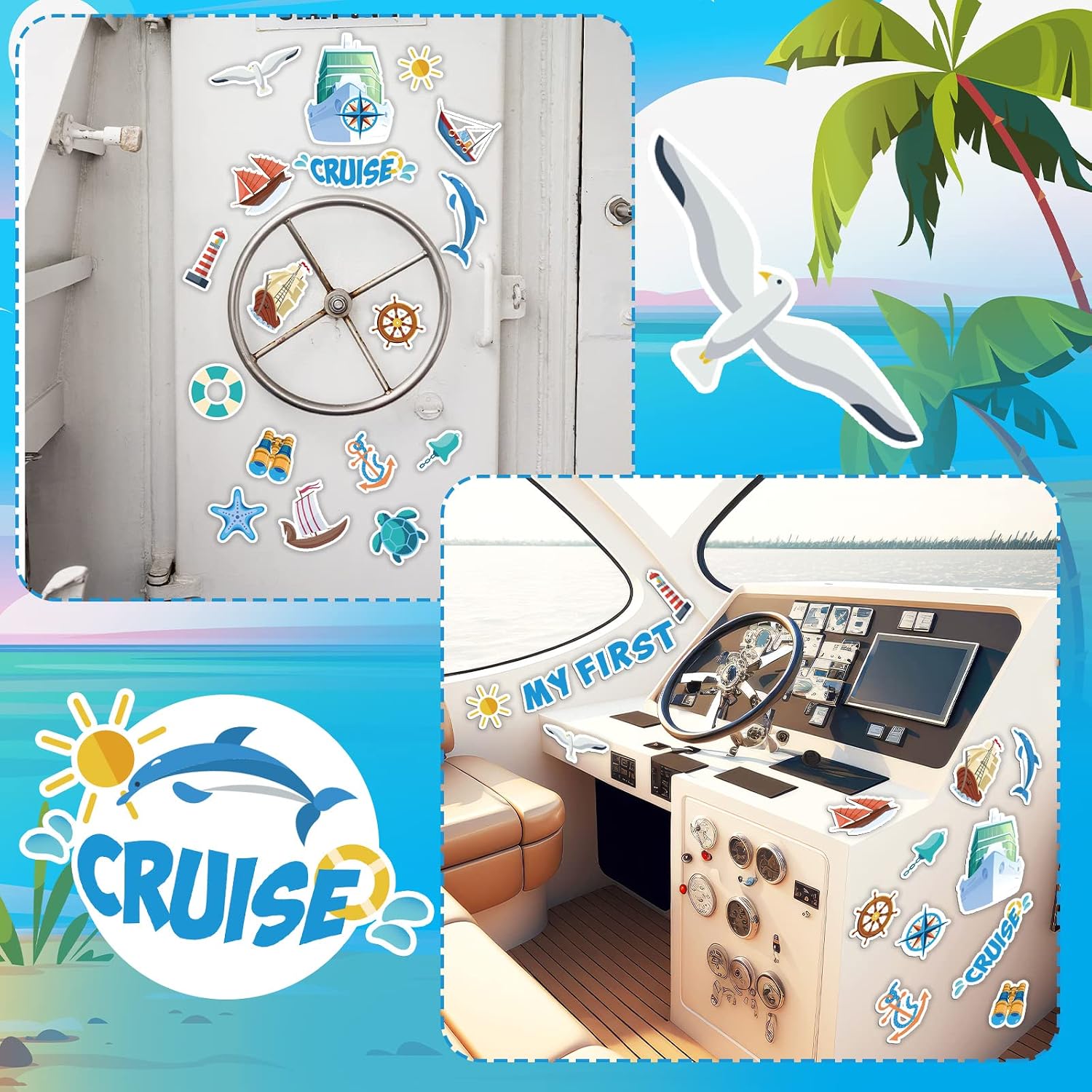 Oudain 20 Pcs Cruise Door Decorations Magnetic 2026 First Cruise Ship Door Magnets Nautical Room Magnets Carnival Boat Ship Cabin Funny Decorations for Nautical Room Fridge Car Computer