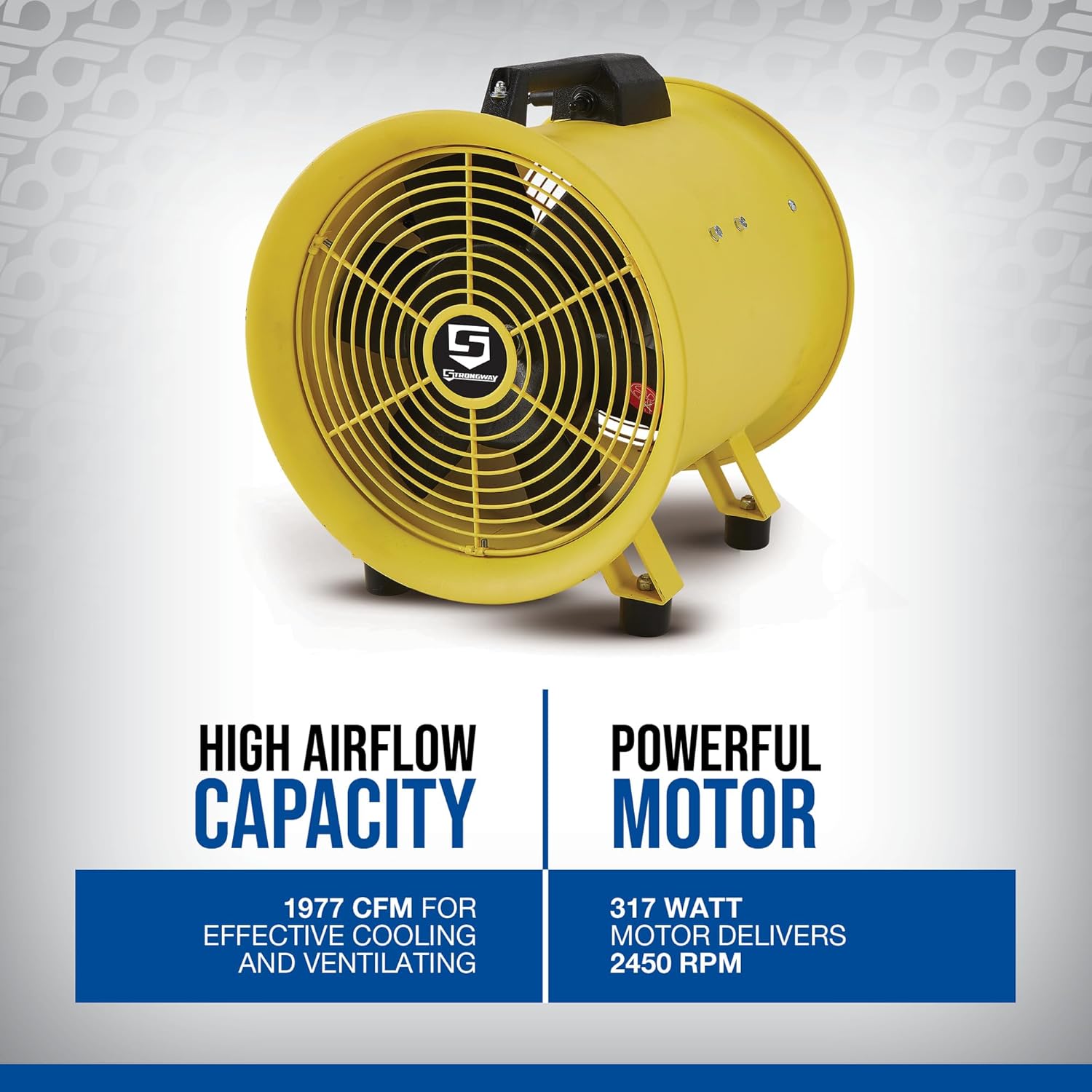 Strongway Utility Blower Fan, Shop Fans Heavy Duty High Power Utility Blower with 1977 CFM Capacity, Air Blower Wind Machine Fan