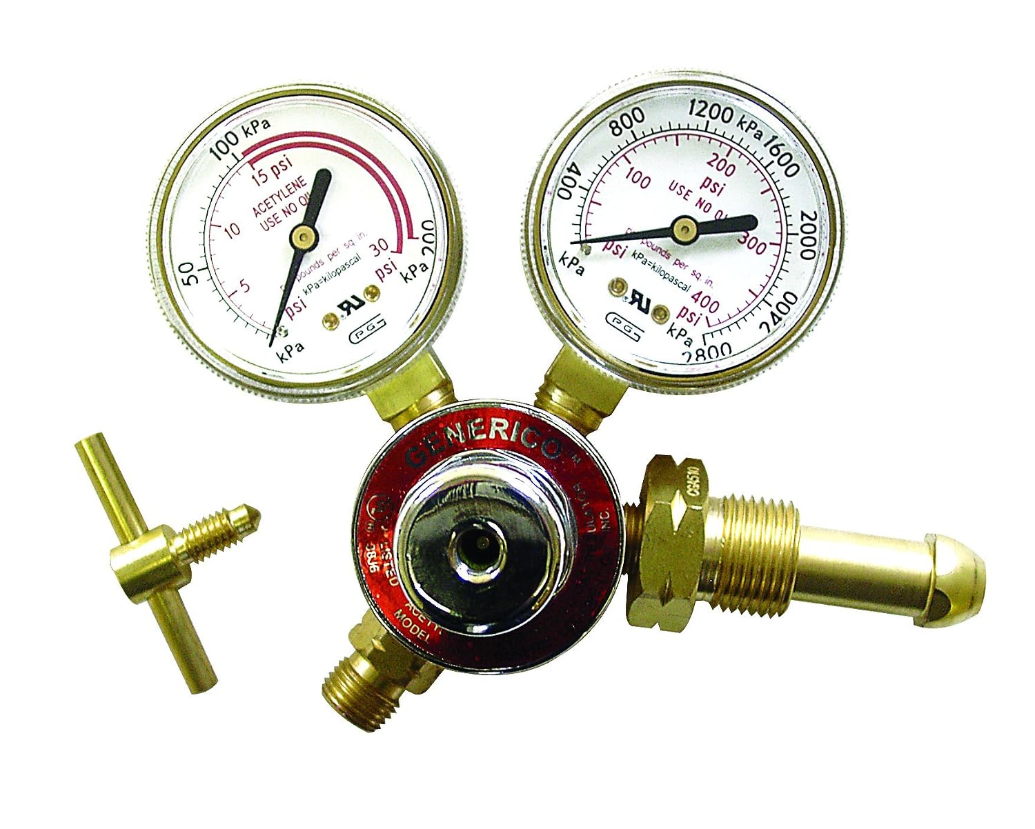 MEANLIN Acetylene Regulator With Dual Gauges – CGA 200 Inlet, 0-400PSI Input, 0-200PSI Output For Welding & Cutting