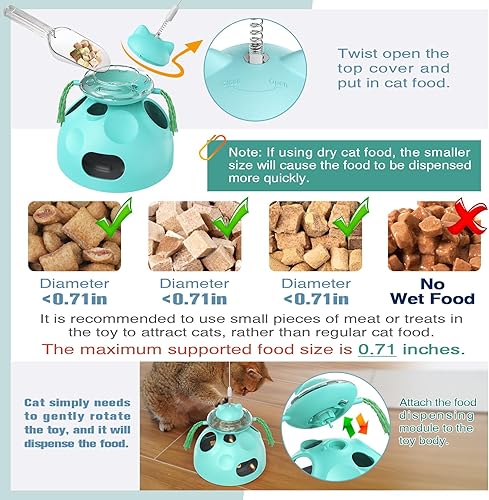 Miniatura 5 de Juguetes interactivos para gatos de interior 4 en 1 inteligencia gatito bailarín laberinto juguete dispensador de alimentos lentos, alimentador de