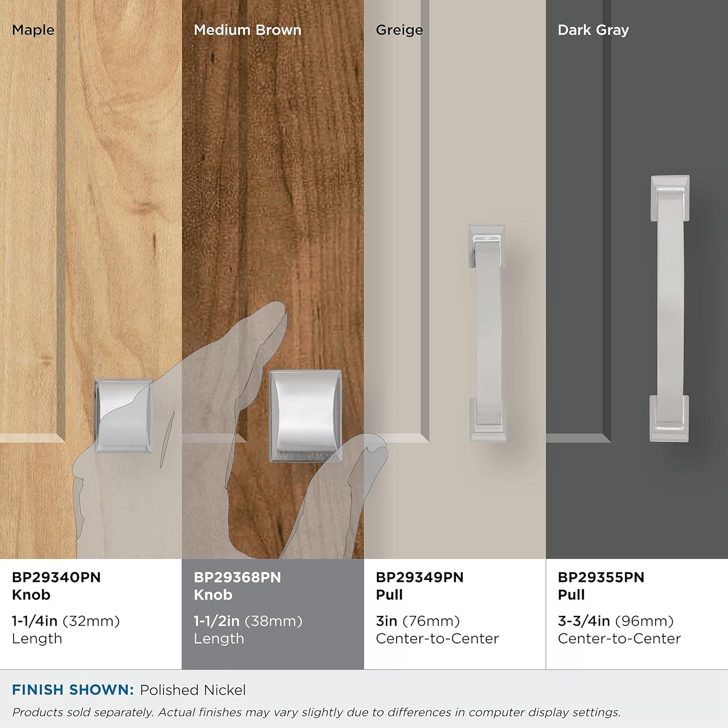 Amerock | Cabinet Knob | Polished Nickel | 1-1/2 inch (38 mm) Length | Candler | 1 Pack | Drawer Knob | Cabinet Hardware