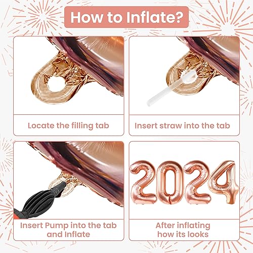 Miniatura 4 de KatchOn, Globos gigantes de oro rosa 2023, 40 pulgadas, globos 2023 de oro rosa, decoraciones de graduación de oro rosa para clase de 2023, números