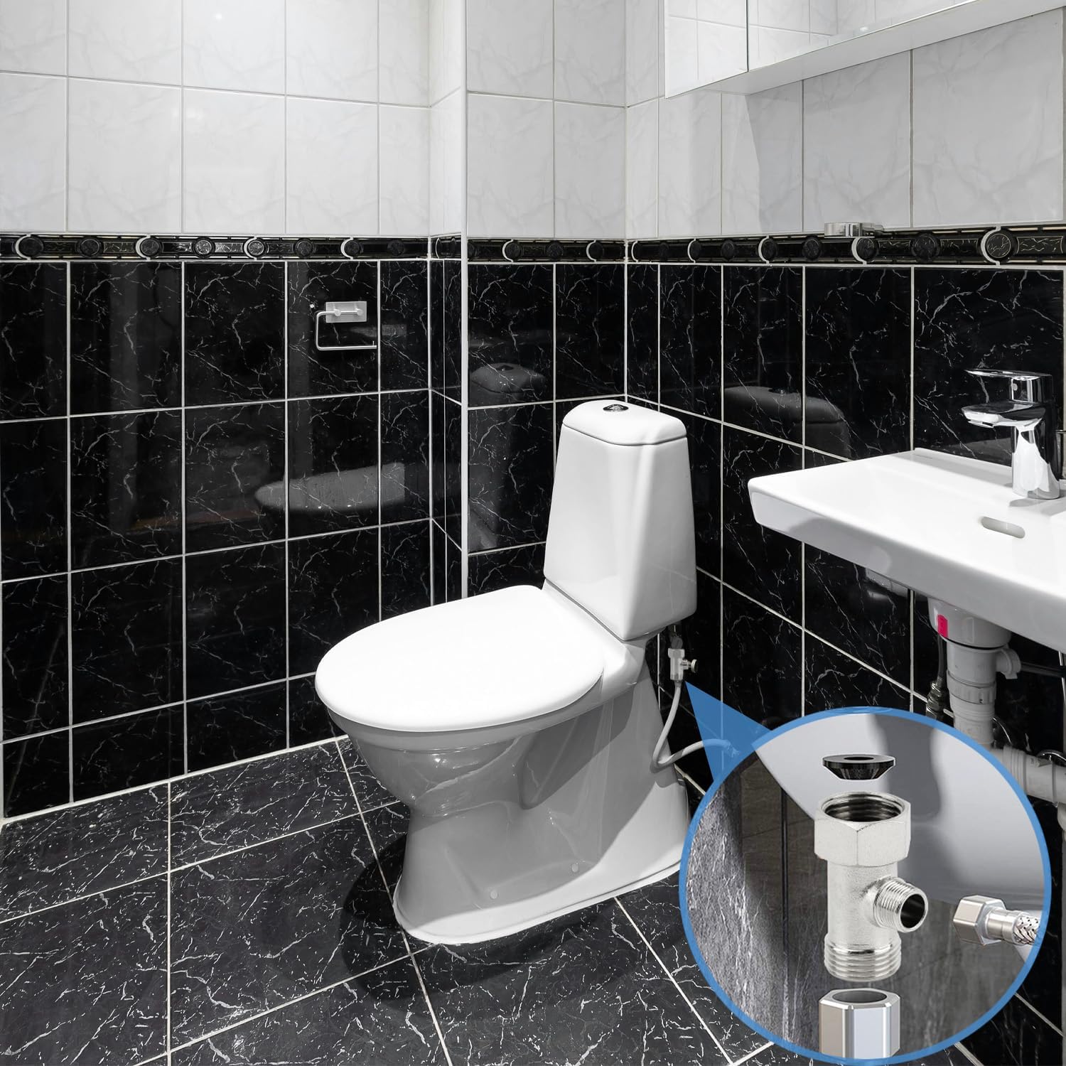 Bidet T Adapter, 15/16″ 3 Way Adapter Tee Connector T Connector Bidet Attachment， Valve Hose Fitting for Shower Head Diverter Sprayer Faucet