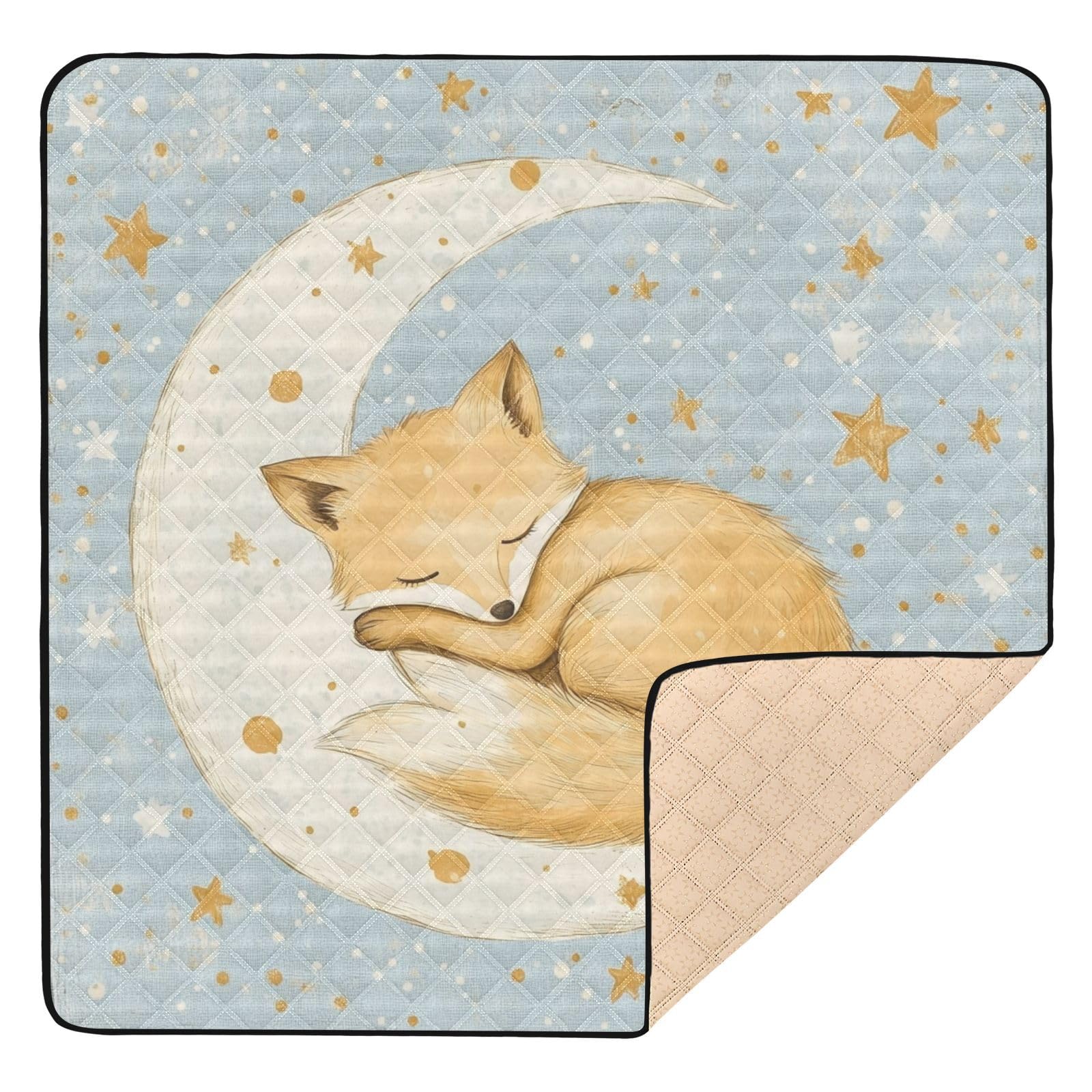 Kigai Cute Fox Baby Play Mat for Floor and Playpen 50x50 inch Non-Slip Baby Activity Playmat Waterproof Foldable Crawling Mat for Infants Toddlers