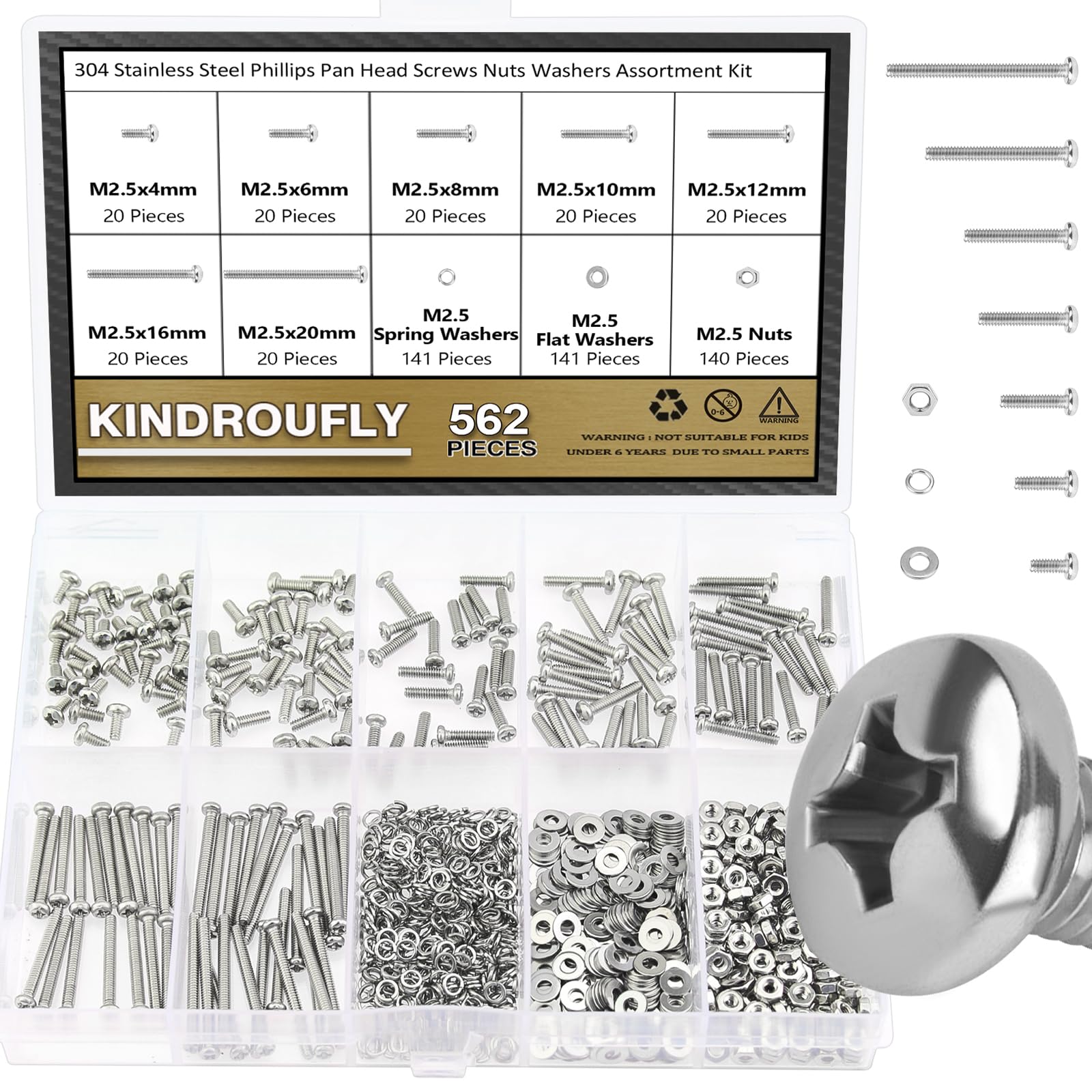 382 Piece Stainless Steel Machine Screws & Nuts Kit -13