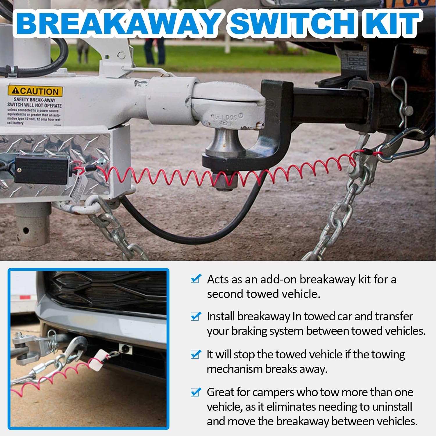 LAIKOU BRK2505 Breakaway Switch Kit Replacement Compatible with Blue Ox Patriot Tow Bar Supplemental Braking System