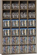 HOMCOM CD DVD Storage Rack Storage Rack Max Capacity 456 CD/336 DVDs, 24 Compartments and Adjustable Shelves for Office, Living Room, Bedroom, 89 x 20 x 130.5 cm, Brown