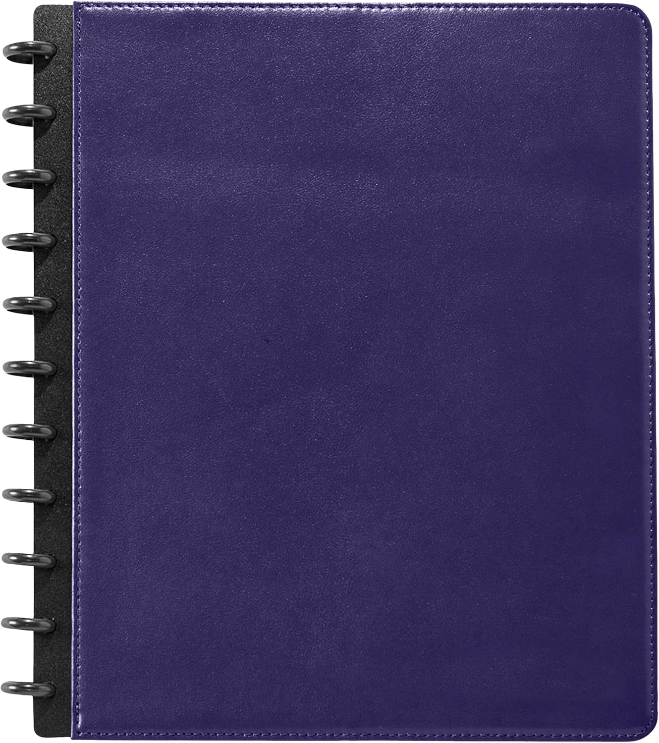 Levenger Circa Premium Leather Foldover Discbound Notebook Journal with Pockets, Purple, Letter