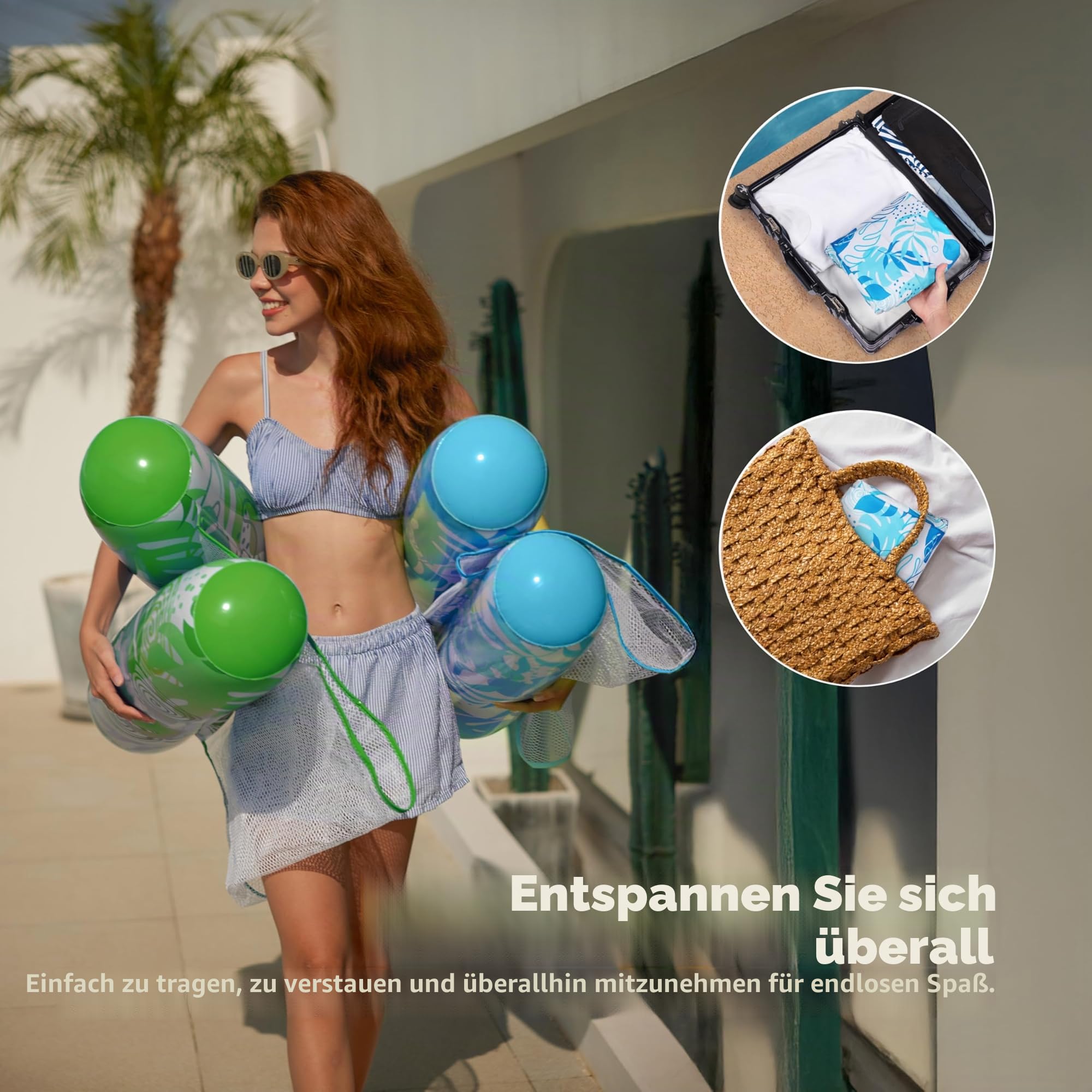 Sloosh 2 Packungen Hängematte Pool Floats Erwachsene, 4 in 1 Mehrzweck Aufblasbare Pool Floats PVC Wasser Hängematte Lounge Floaties