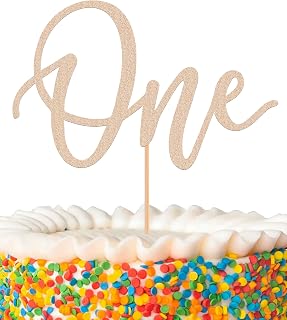 MYAMPED First Birthday Cake Topper - Glitter Dark Blue One Sign 1st birthday Cake Decorating Supplies, Suitable for Baby Shower Favors, Gender Reveal, Birthday Party or Photo Booth Props (Rose Gold)