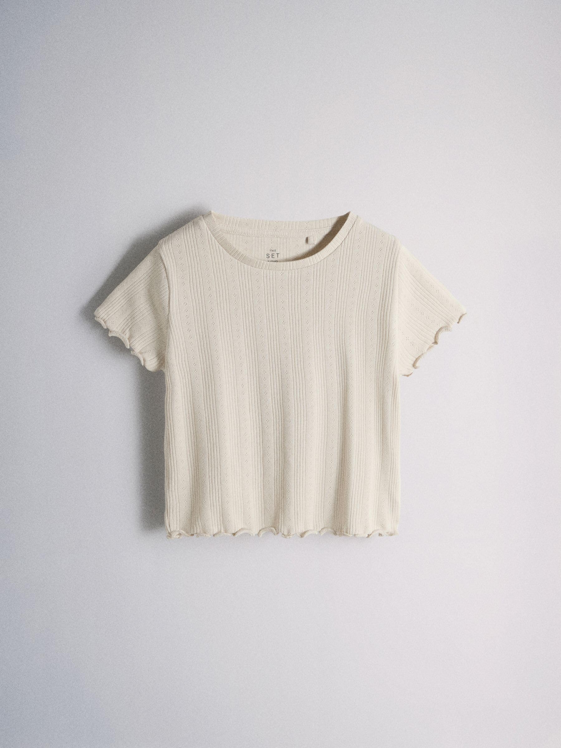 THE SET Fille Pyjama en Jersey Manches Courtes avec ajouré Pointelle, Lot de 3