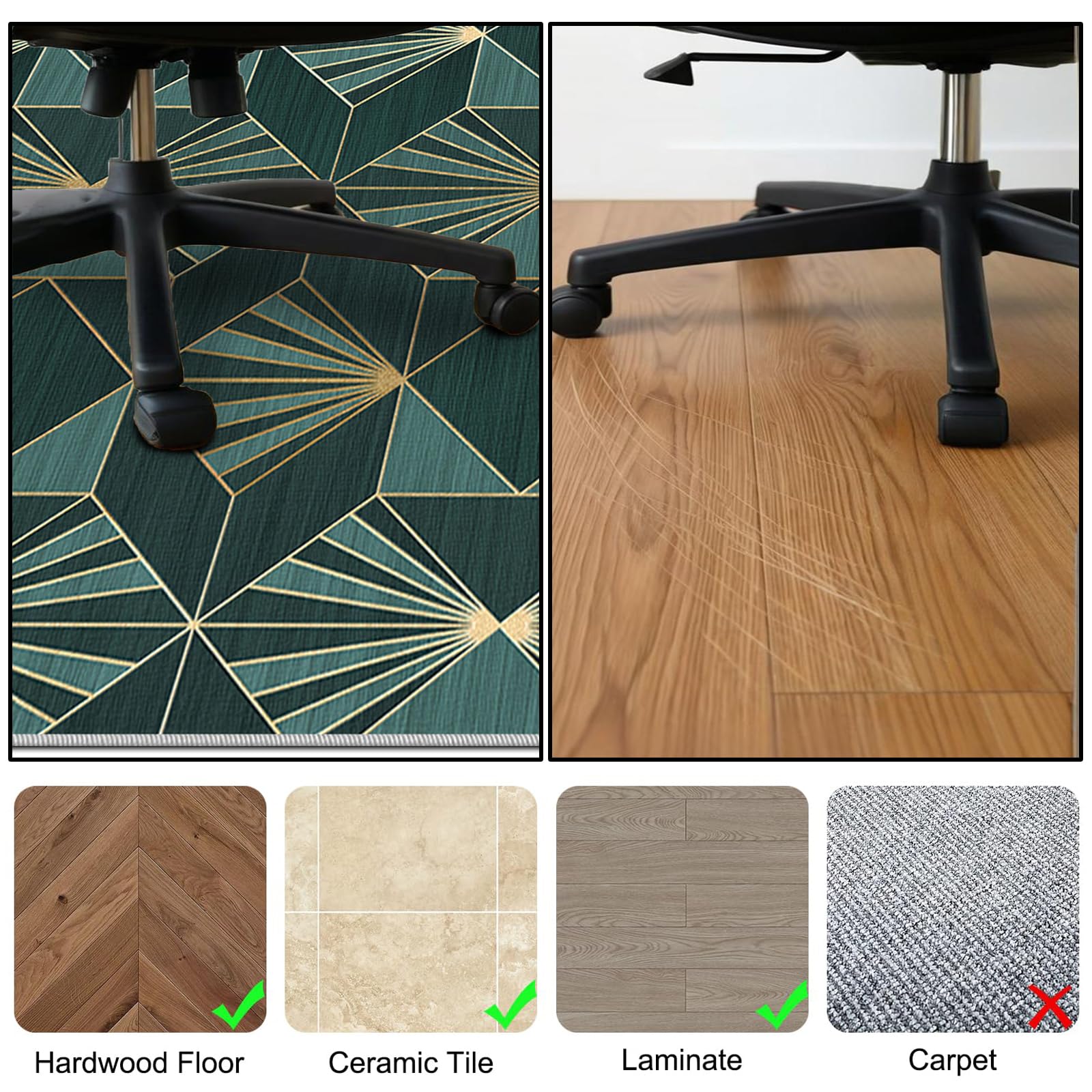 120 x 140 cm Alfombra para Silla de Oficina para Suelos Duros Parquet Laminado y Azulejos Alfombra Gaming Suelo, Alfombrilla Protector Suelo Silla Ruedas, Alfombras de Escritorio