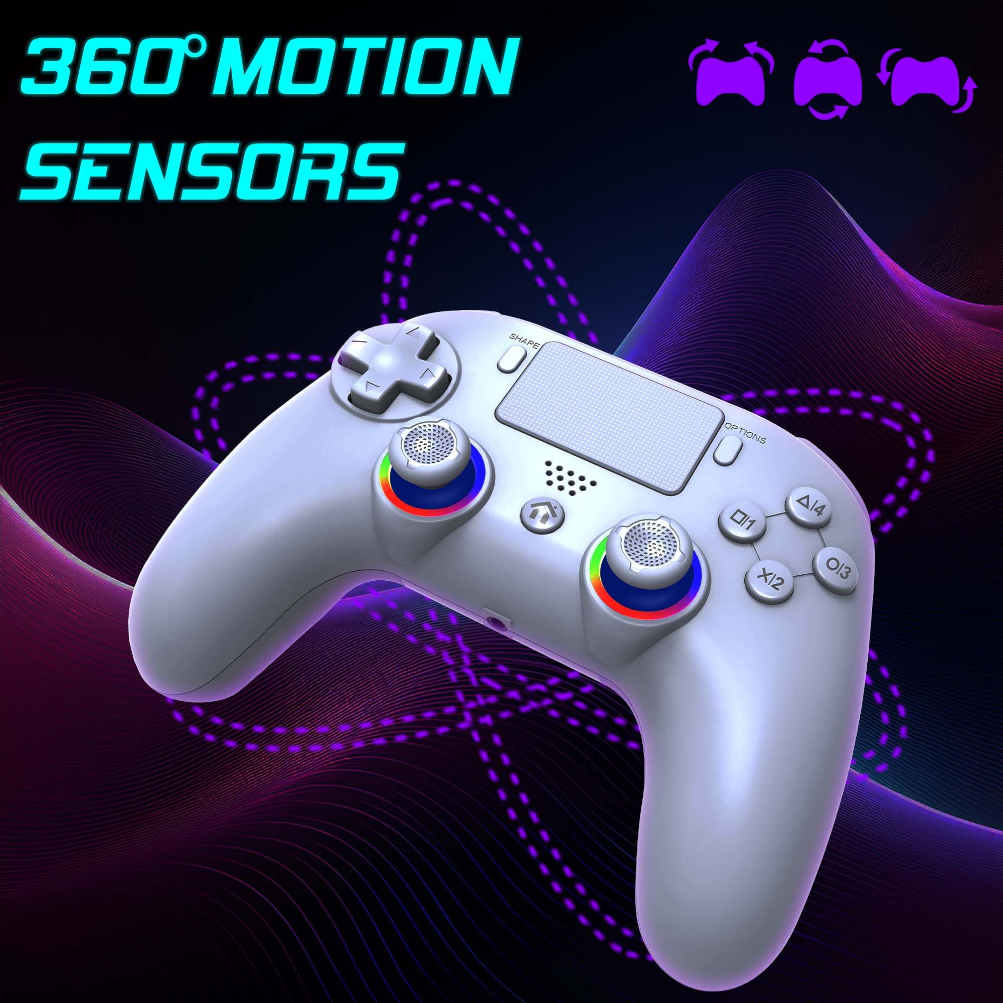 Subsonic - Mando Inalámbrico para PS5 y PC - Blanco | Ergonómico, LED RGB Programables, Vibración, Panel Táctil, Palancas Programables - Compatible PlayStation 5 y PC