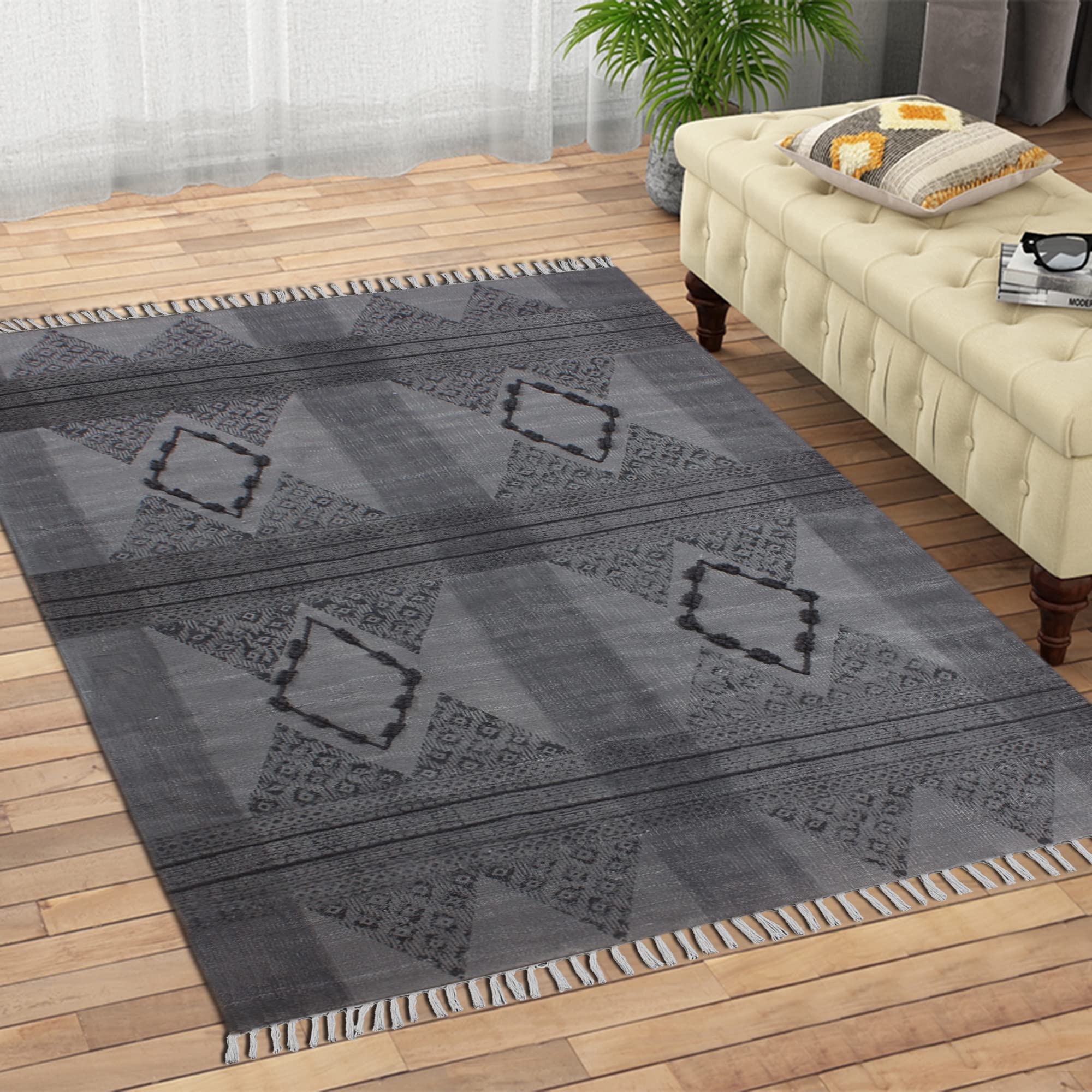 Kelim-Läufer, 6,6 x 40,6 cm, Flachgewebe, Boho-Stil, 0,48 cm, leicht waschbarer Baumwollteppich, für drinnen und draußen, Läufer, Teppiche für Flure, Treppen, Korridore