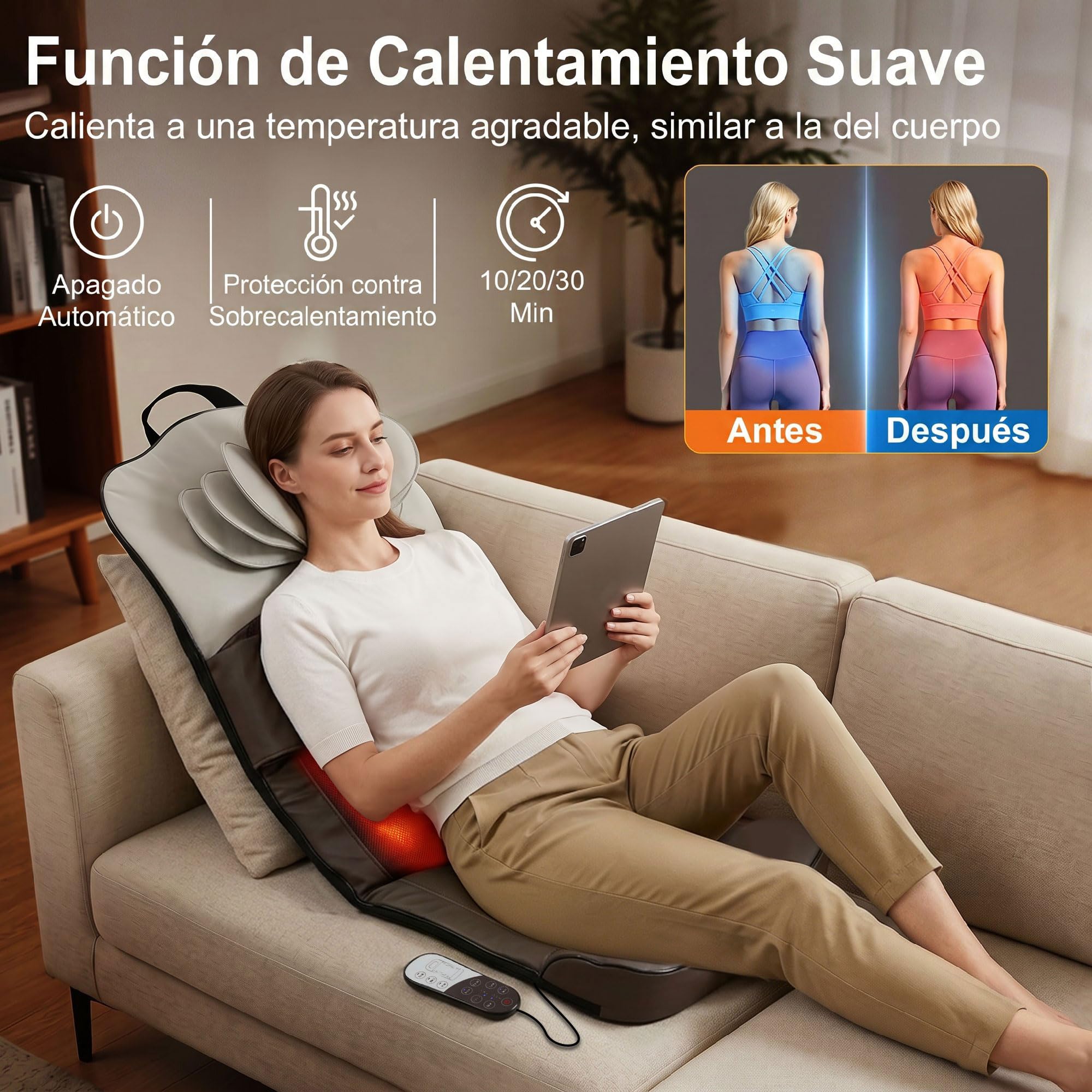 HOMCOM Colchón de Masaje Cuerpo Completo con Calefacción | Masajeador de Espalda Plegable, Compresión de Aire 3D, 4 Modos, 3 Intensidades, Autoapagado, Regalo Unisex