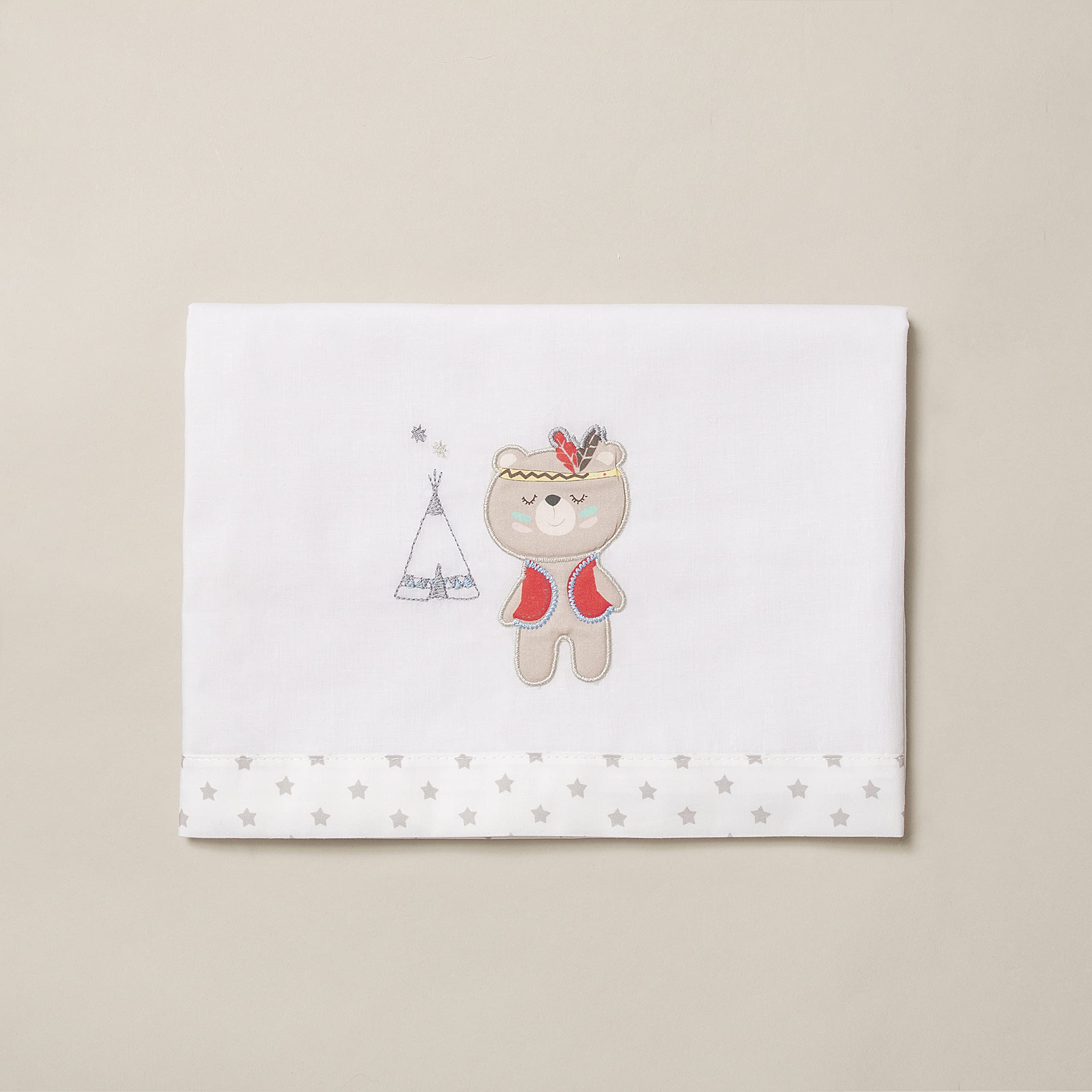 Interbaby 03197-18 - Sábanas cuna TIPI OSO blanco y gris, unisex
