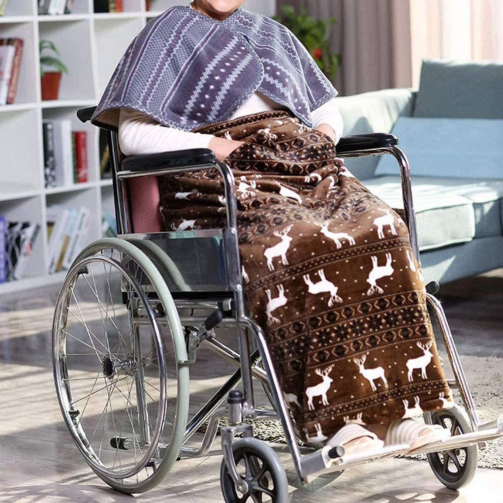 Manta para Silla de Ruedas Manta para Silla de Ruedas, Manta cálida Multifuncional, Ligera, con Hebilla, Adecuada para sillas de Ruedas manuales y eléctricas