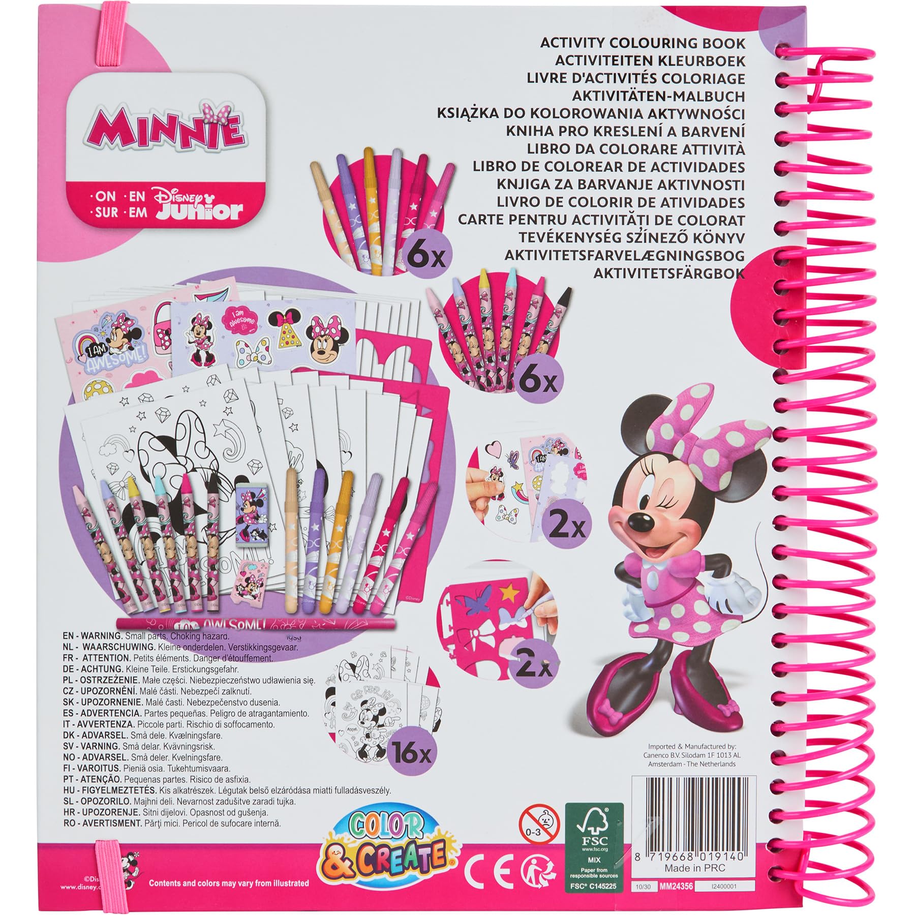 Disney Minnie Mouse – Zestaw Kreatywny z Naklejkami, Szablonami i Kolorowankami – Zestaw Do Rysowania i Kolorowania Dla Dzieci od 3 Lat – Idealny w Podróży i w Domu (MM24356)