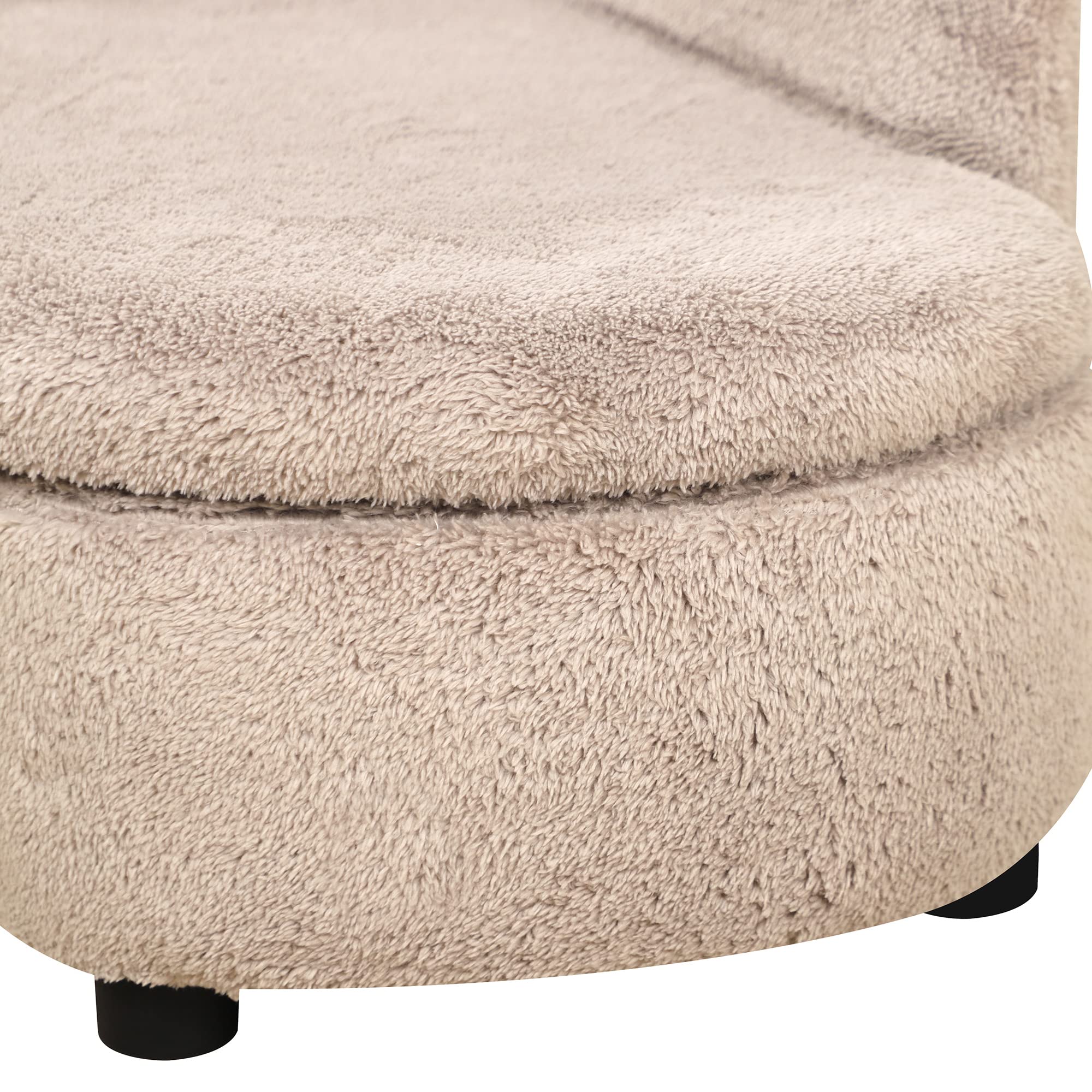 PawHut Divano per Cani Rialzato con Spazio Portaoggetti a Scomparsa, Divano Imbottito in Legno e Tessuto Vellutato, 80x40x46 cm, Beige