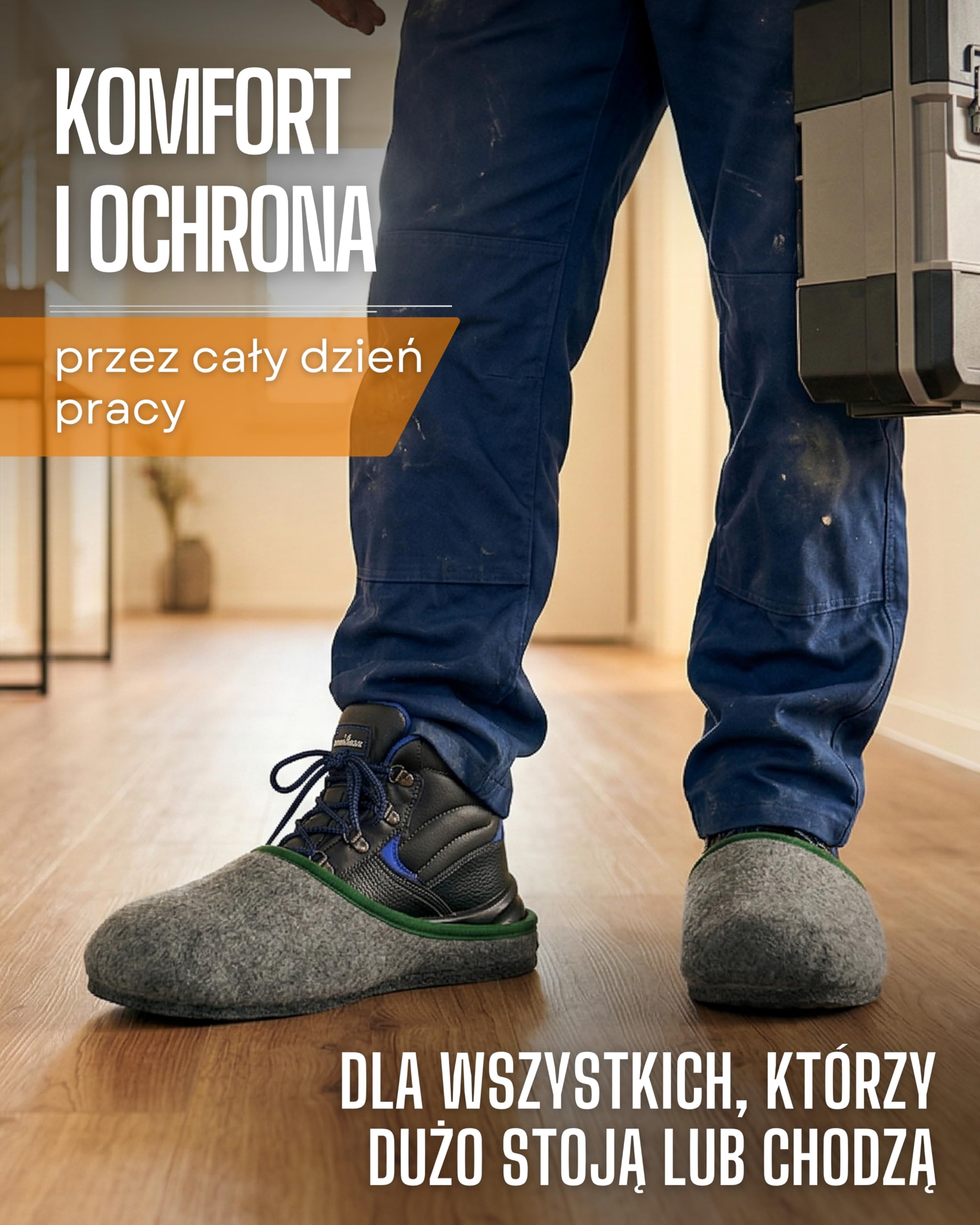 Pantoffelmann kapcie muzealne na buty robocze I Do rozmiaru 46 I Filcowe ochraniacze na obuwie robocze I Chronią podłogi przed brudem & zarysowaniami I Kapcie dla gości