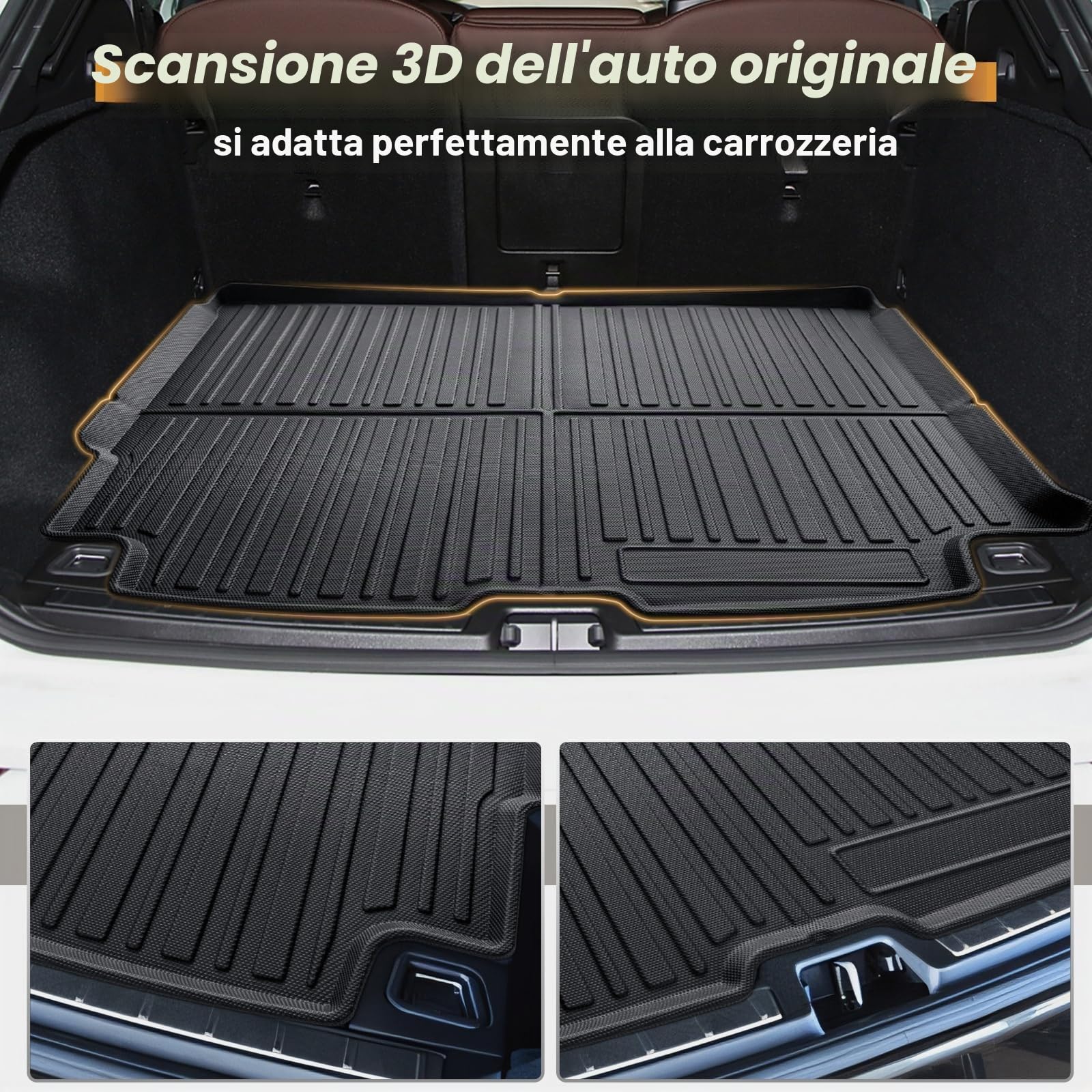 ECOZEN Vasca Baule per Volvo XC60 2018-2026 3D Specifica In TPE anteriore Proteggi Bagagliaio auto, Volvo XC60 Tappetino del bagagliaio, bordino rialzato, resistente impermeabile per tutte le stagioni