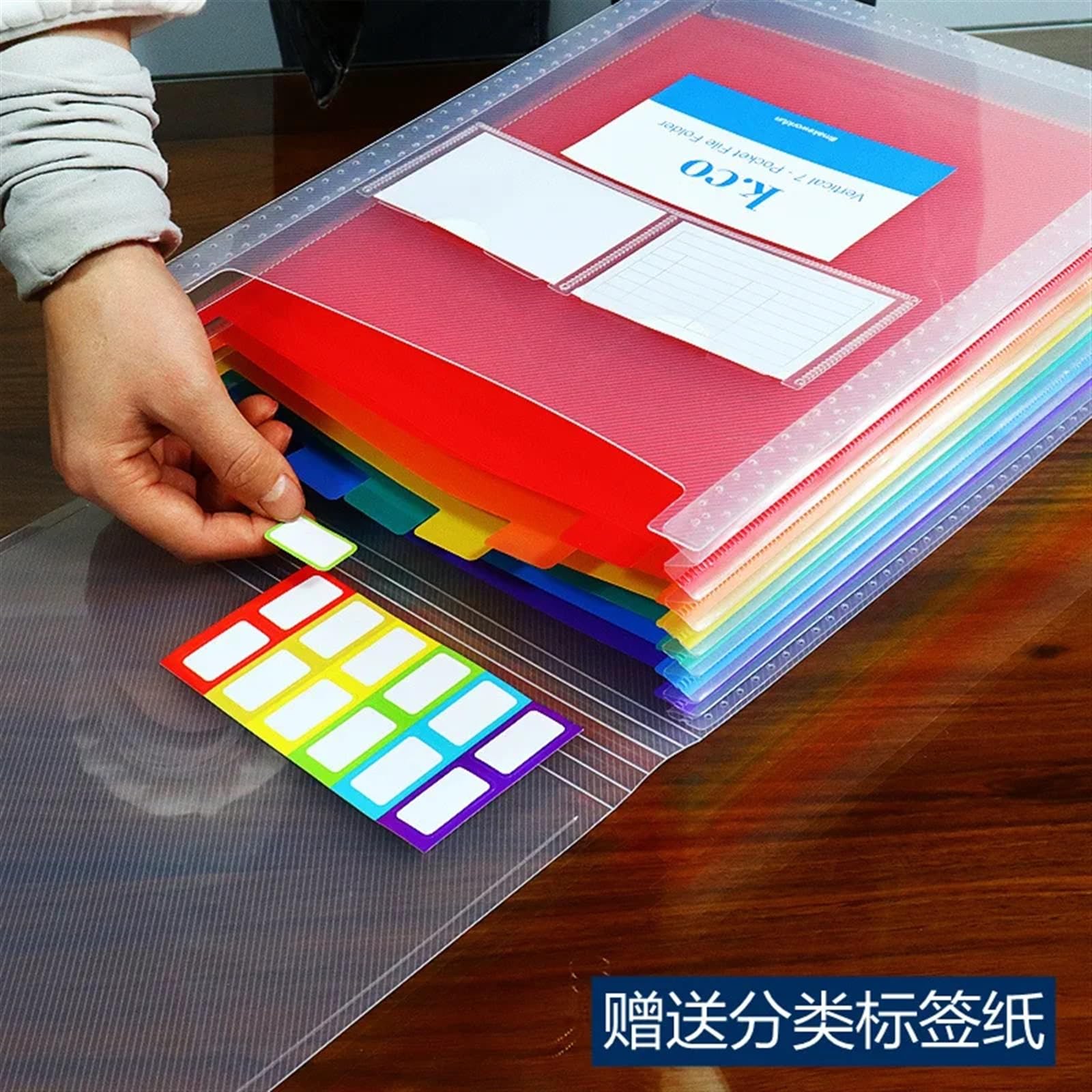 Portadocumenti a fisarmonica in plastica, Organizer multitasche for fisarmonica in plastica A4 trasparente 31,5x25,8 cm