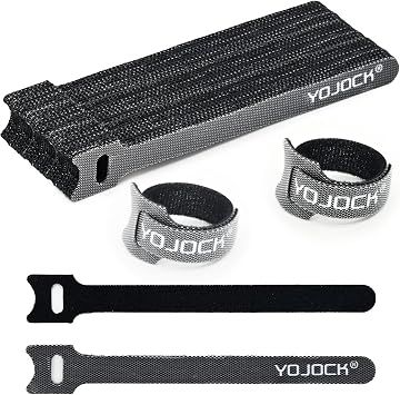 Cable Ties YOJOCK Storage Band for Cable Management Adjustable with Nylon, Reusable Cable Organizer, Freely Cut for Cable Arrangement, Ideal for Data Centers, Cable Organization, 5.9 inches/Black 50