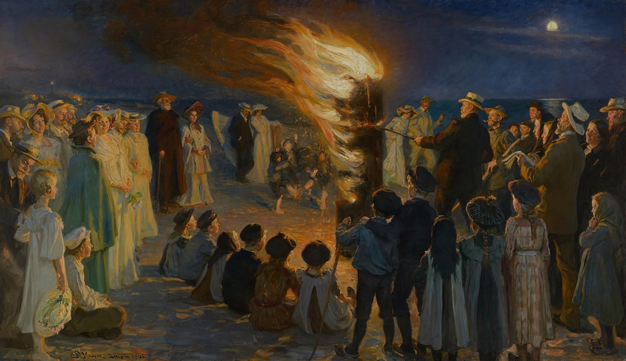 POSTERIIk Famous Print Pop Art Wall Art Graffiti Midsummers Eve Bonfire on Skagens Beach by Peder Severin Krøyer Art Prints for Home Decor 60x90cm