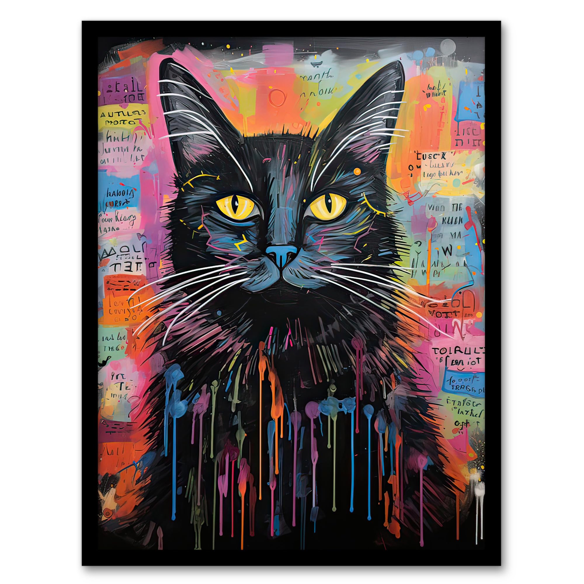 Artery8 Therapy Cat Therapist Whimsical Pet Portrait Artwork Framed Wall Art Print 18X24 Inch