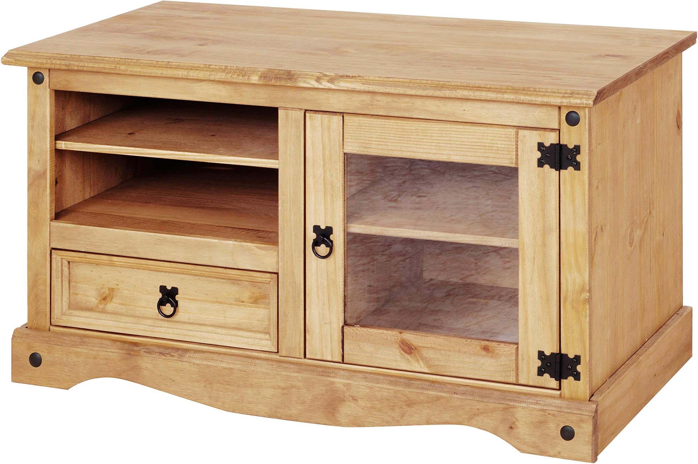 Corona Entertainment TV Unit Cabinet, Mexican Solid Pine, Stand