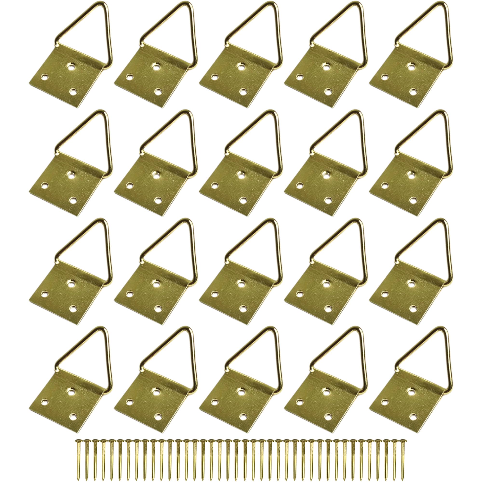 cyclingcolors 20 x Brass Picture Hooks with Nails Fixing Frame Wall Hanging Photo Wall Decoration 32mm