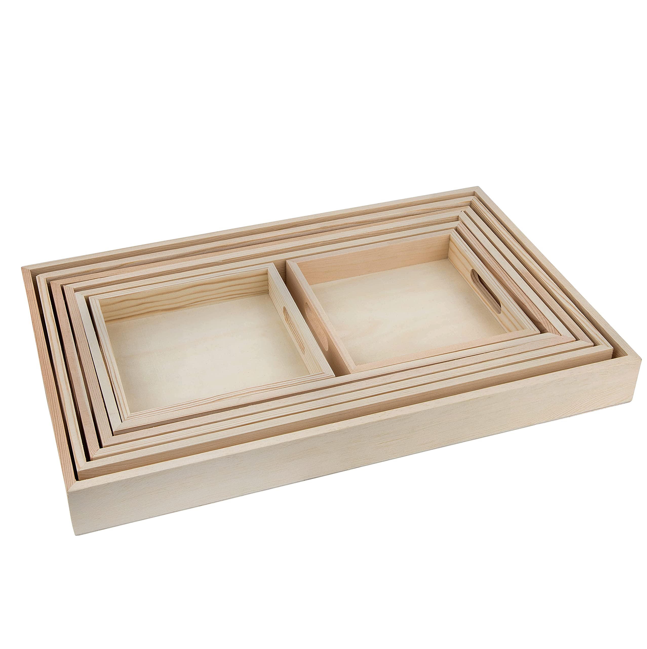 Buy Hammont Wooden Nested Serving Trays Wood Trays for Crafts with