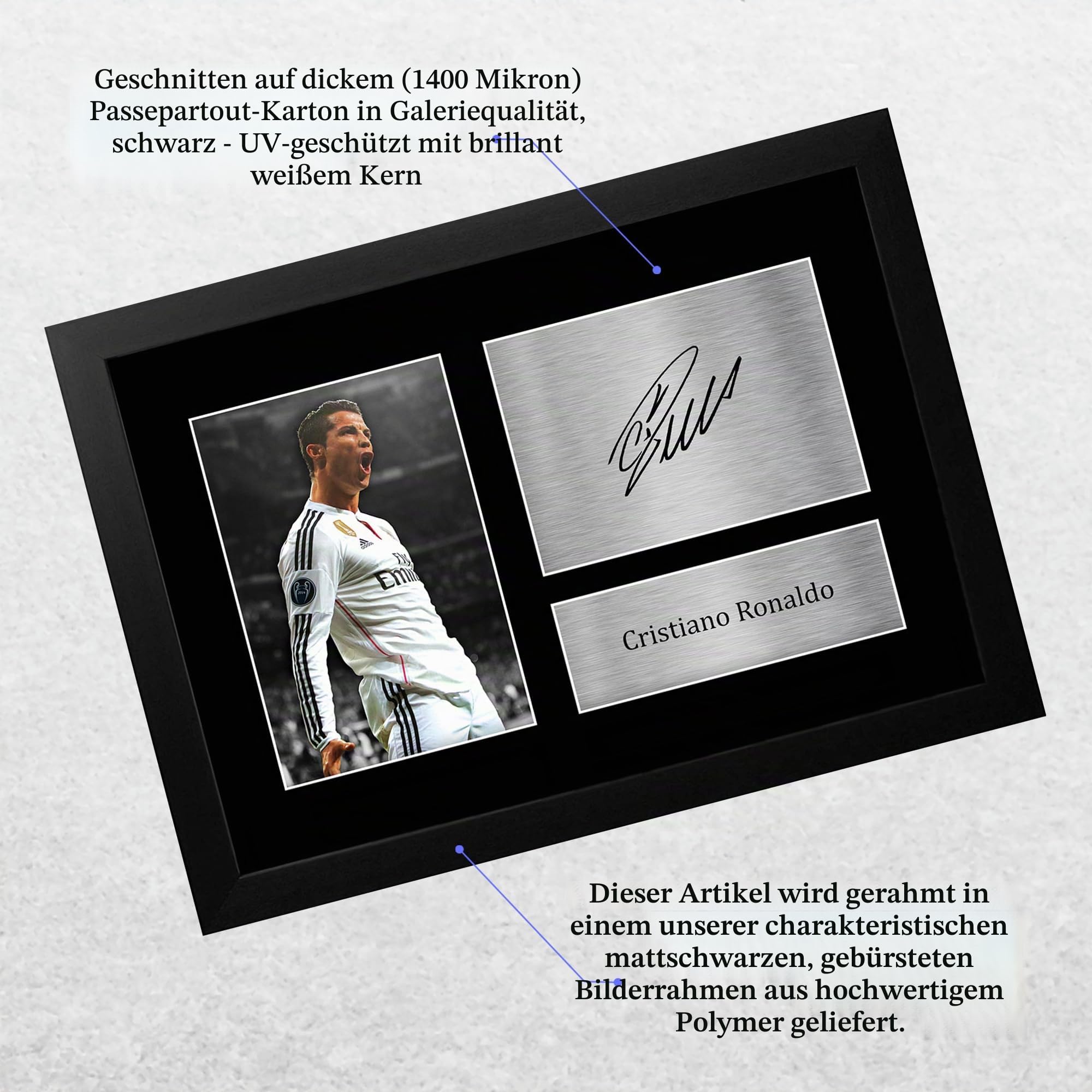 HWC Trading FR A4 Cristiano Ronaldo Real Madrid Geschenke Gedrucktes Signiertes Autogramm Foto für Fußball Anhänger and Fans - A4 Gerahmt